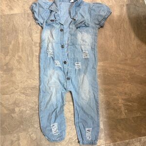 Distressed Denim Jumpsuit